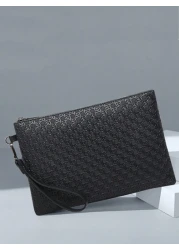 كلتش رجالي بحقيبة قبضة بتصميم مغلف من مادة مقاومة للخدش PU، مناسب للخروج والحفلات والتنقل، به جيوب متعددة، بطر