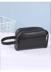 Men Fashion PU Leather Solid Color Phone Small Purse Clutch Hand Bag Wristlet Work Weekend Travel Camping Vacation Holiday Toiletry Water Proof Carry On Casual Business Bag Gifts For Men Back To Schoo