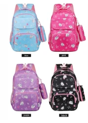 Girls Cute Double Shoulder Bags With Pen Pockets Featuring Rabbit Pattern Accents Commuting And Leisure Backpacks Available In Four Colors Black Blue Pink And Purple Adjustable Straps Large Capacity Z