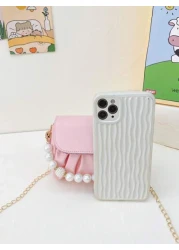 قطعة واحدة حقيبة كتف منسدلة بسلسلة اللؤلؤ الأنيقة المصنوعة من ال- PU المُبرمة بإتقان وبتصميم متناسق عالي الجود