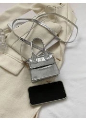 قطعة واحدة حقيبة الكتف المربعة الصغيرة ذات موحد اللون بنقشة تمساح على الطراز الغربي ذات طابع شخصي عصري، مناسب