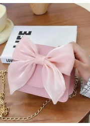 1pc Fashion Children s Bag Girl Bow Crossbody Bag Cute Princess Style Coin Purse Pu Material Magnetic Buckle Closure With A Sweet Bow Pattern Crossbody Bag Suitable For Girls To Go Shopping Attend Par