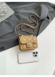 1pc Versatile Stylish Retro Crossbody Small Square Bag Mini Bag Fashion Chain Shoulder Crossbody Bag Popular New Texture Rhinestone Chain Lipstick Shoulder Crossbody Small Bag