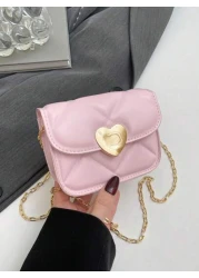 1pc Pu Magnetic Buckle Fashionable And Simple Love Lock Candy Color Diamond Pattern Shoulder Messenger Bag Mini Bag Niche Design Play Comfortable Chain Shoulder Strap Smooth And Versatile Not Picky Su