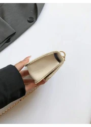 حقيبة كتف وحزام مستعرض مربعة صغيرة أنيقة ومبسطة مصنوعة من نسيج كاجوال للبنات