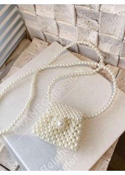 Girls Faux Pearl Beaded Crossbody Bag