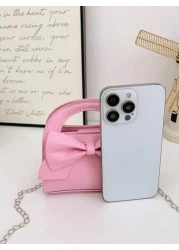 1 حقيبة كتف ذات عقدة الفراشة مصنوعة من مواد جلدية اصطناعية بقفل مغناطيسي، مناسبة للفتيات للتسوق والحفلات والا