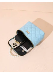 Faux Pearl Handbag Quilted Embroidered Shoulder Bag Crossbody Bag Butterfly Hardware Decor Coin Purse Suitable For Daily Use Party Gift Giving In Small Large Sizes