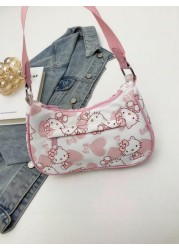 Sanrio قطعة واحدة حقيبة إبط كيوت من سانريو على شكل هيئة القطة للبنات، حقيبة يد، حقيبة كتف واحدة، حقيبة للبنات، صا