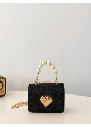 Rhombic Fashion Mini Pearl Chain Handbag Mini Children s Shoulder Bag Square Mini Bag