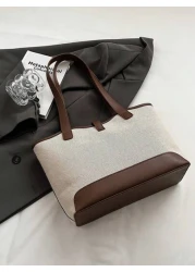 Large Capacity Foldable Shoulder Strap Tote Bag Suitable For Women Shopping Work Commute Outing Business Events Gift For Mom New In Fall Winter Larrge Capacity Shoulder Tote Bag