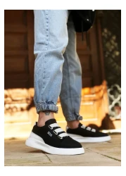 BOA Ba0329 3 خطوط سوداء وبيضاء مفصلة سميكة الوحيدة أحذية رجالية عادية