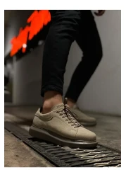 KN Fashion حذاء رياضي رجالي Mp044 Vt مصنوع من الجلد السويدي ذو رباط عالي/سميك ونعل أسمر ضارب للصفرة