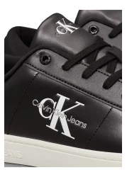 Calvin Klein حذاء رياضي رجالي كلاسيكي منخفض النعل من كالفن كلاين باللونين الأسود والأبيض الناصع