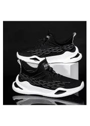 Muchmy حذاء رياضي رجالي خفيف الوزن للجري في الهواء الطلق مزود برباط للإغلاق باللون الأسود