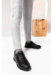 Hotiç حذاء رياضي جلد طبيعي أسود للرجال