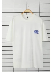 Trendyol Collection Unisex Ecru Oversize Printed Cotton T-Shirt - Tmnss25Ts00031
