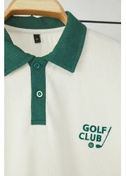  Collection Ecru Regular Polo Neck Plain Knitted Polo Neck T-Shirt Tmnss25Po00005