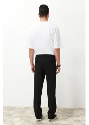  Collection Baggy Fit Black Pleated Fabric Trousers - TMNSS24PL00024