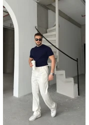 Livio Ferri Men's Fabric Baggy Fit Pleated Pants