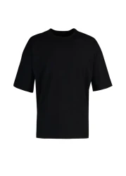  Collection Black Oversize/Wide Cut Crew Neck Back Printed 100% Cotton Short Sleeve T-Shirt Tmnss21Ts1223