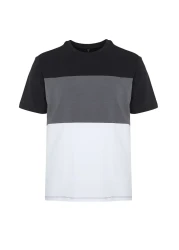  Collection Color Blocked Black Cotton T-Shirt - Regular Fit TMNSS24TS00076