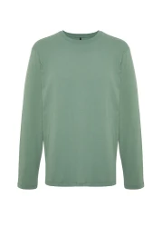  Collection Dark Green Long Sleeve 100% CoTTon T-Shirt - Regular FiT TMNAW21TS0208