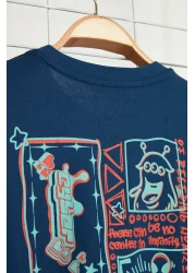  Collection Navy Oversize Printed Cotton T-Shirt - Tmnss23Ts00168