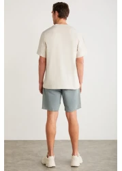 GRIMELANGE تي شيرت Denver Men - لون حجري كبير الحجم برقبة دائرية 100% من القطن العضوي