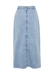  Collection High Waist Double Pocket Light Blue Maxi Denim Jeans Skirt - Tctss23Ee00002