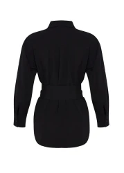  Collection Black Belt Detailed Oversize Wide Fit Woven Shirt Twoaw25Go00025