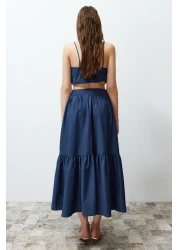  Collection Indigo Cotton Maxi Skirt - Flared Woven, TWOSS24ET00059