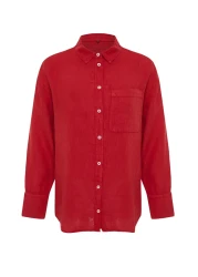  Collection Red 100% Linen Oversize Shirt TWOSS23GO00443