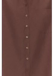 Collection Brown Single Pocket Boyfriend/Wide Fit Cotton Woven Shirt TWOAW20GO0115