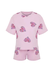  Collection Colorful Pink Heart Cotton Shorts Pajamas Set - Thmss24Pt00225