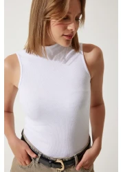 Happiness İstanbul Women's Black and White Turtleneck Sleeveless 2-Pack Knitted Blouse GT00012