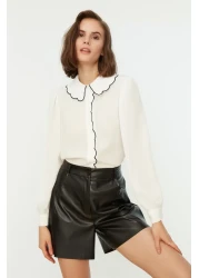  Collection White Woven Shirt with Embroidery Detail - Regular Fit TWOAW21GO0302