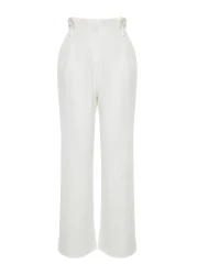  Collection Ecru High Waist Wide Leg Wide Leg Woven Trousers TWOAW24PL00332