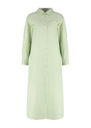  Modest فستان قميص منسوج بأزرار كاكي فاتح TCTSS24EB00137