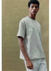 H&M تي شيرت فضفاض مطبوع