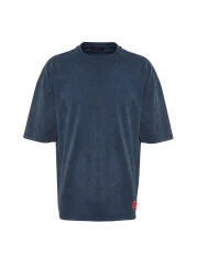  Collection Indigo Oversize T-Shirt 100% Cotton Faded Effect Premiumtmnss23Ts00153