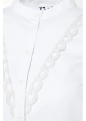  Collection قميص دانتيل أبيض قطني - مقاس عادي TWOAW21GO0077