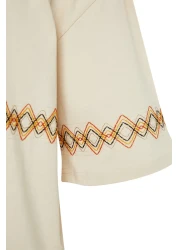  Collection تي شيرت قطني مطرز بأكمام قصيرة مقاس كبير - TMNSS21TS1889