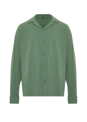  Collection قميص كتان صيفي كبير الحجم بياقة كاكي - TMNSS23GO00053