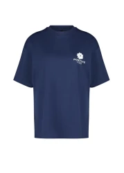  Collection تي شيرت محبوك 100% من القطن باللون الأزرق الداكن مقاس كبير/واسع برقبة دائرية TWOSS23TS00321