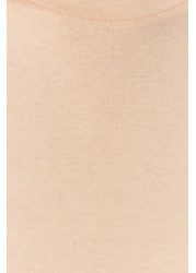  Collection تي شيرت محبوك أساسي برقبة دائرية مكون من قطعتين من القطن بنسبة 100% باللون البني والبيج TWOSS20TS0141