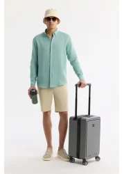 Avva Men's Mint Green Comfort Fit 100% Linen Button Collar Shirt B002191