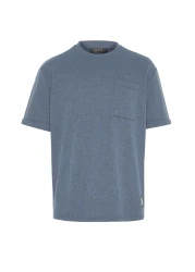  Collection Indigo Texture Wide Cut Waffle T-Shirt - Pocket and Label, Short Sleeve Tmnss23Ts00077