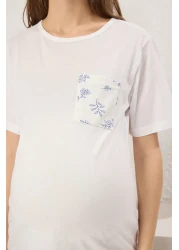  Collection طقم بيجامة محبوكة من الجيرسيه باللون الأبيض والأزرق THMSS25PT00212