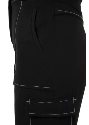  Collection بنطلون أسود منسوج واسع الساق مع تفاصيل خياطة متباينة TWOSS21PL0288